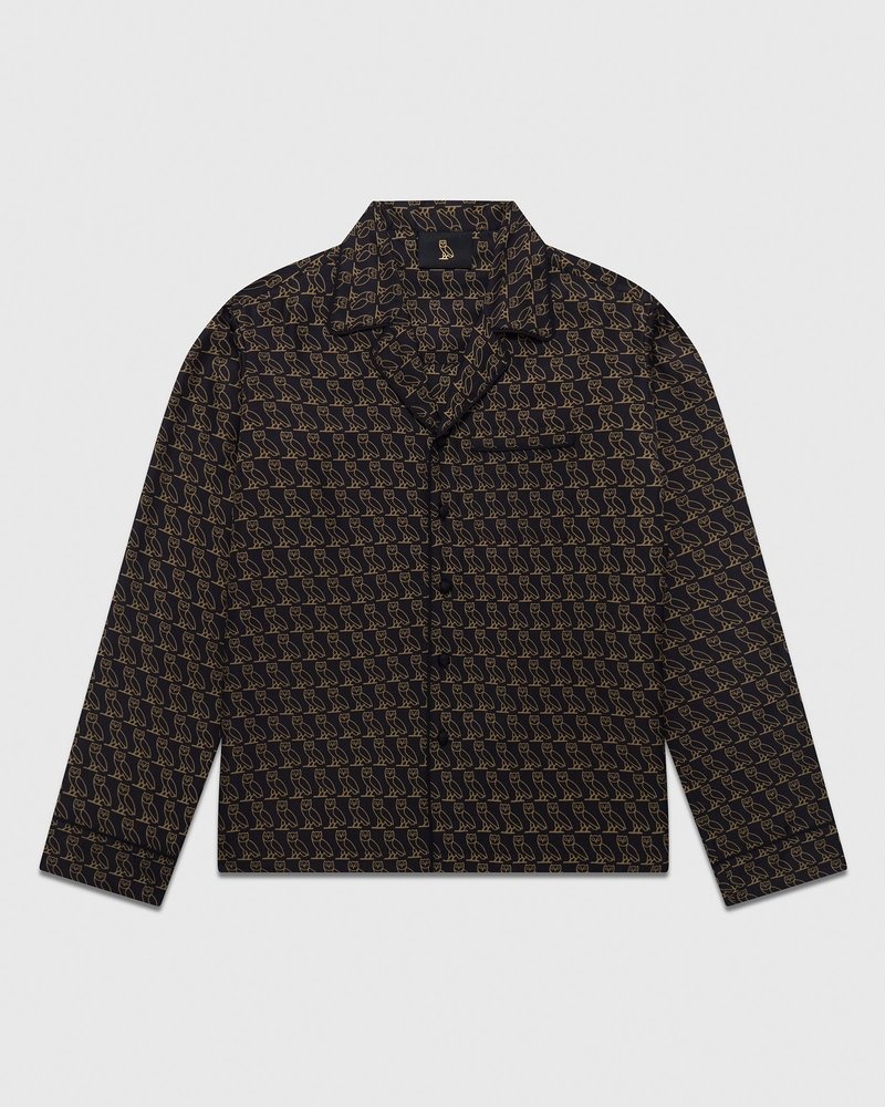 tops octobers very own ovo seidenpyjamahemd schwarz