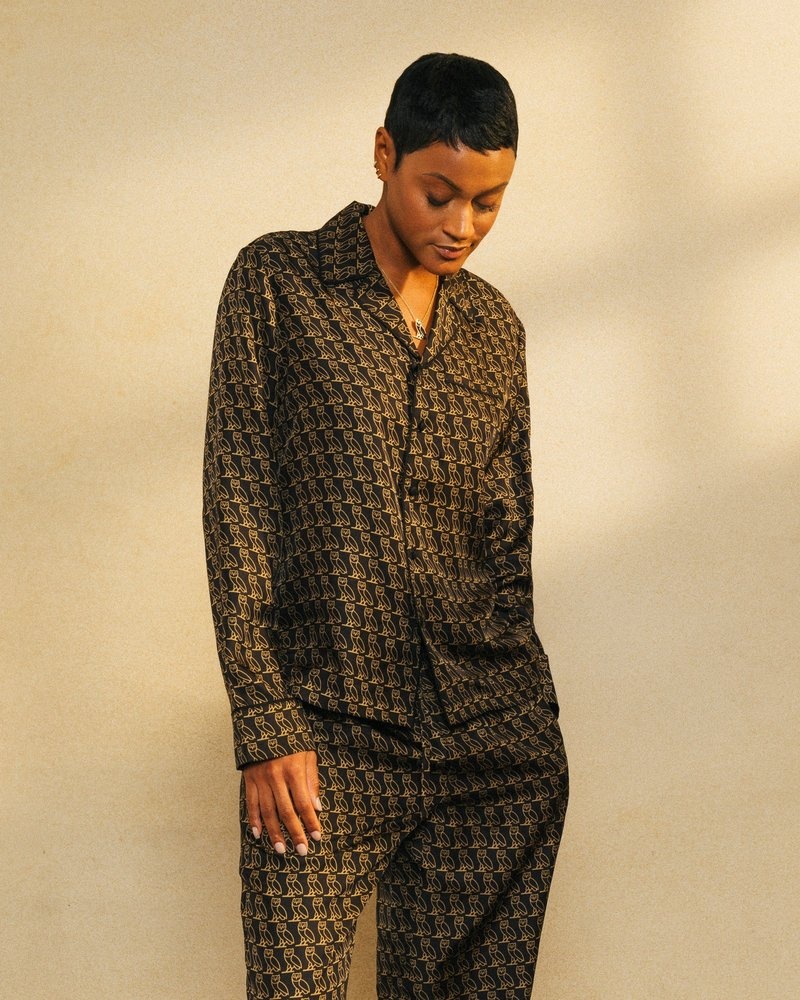tops octobers very own ovo seidenpyjamahemd schwarz