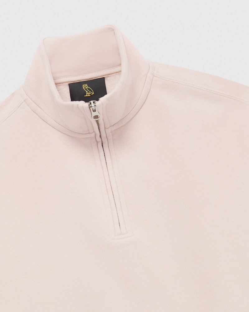 pullover oktobers very own ovo quarter zip mockneck sweatshirt pink