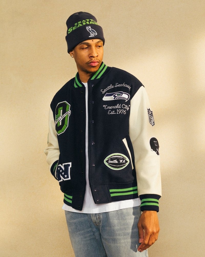 outdoorwear octobers very own ovo nfl seattle seahawks collegejacke blau