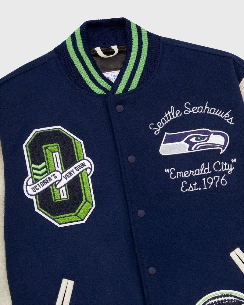 outdoorwear octobers very own ovo nfl seattle seahawks collegejacke blau