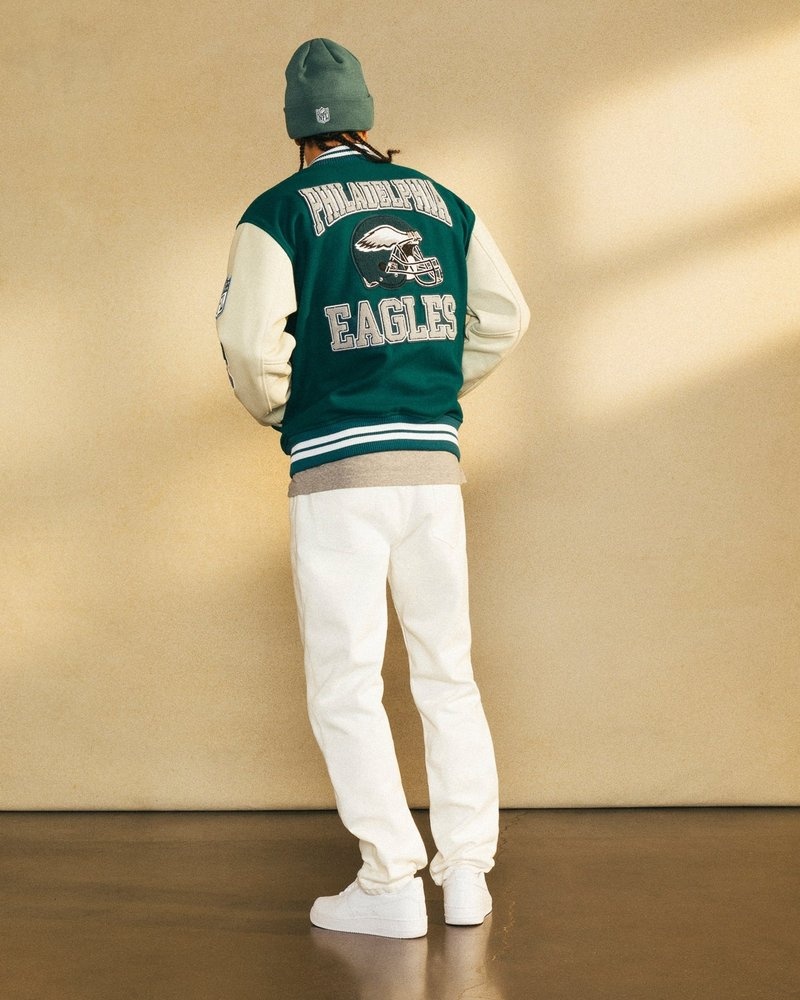outdoorwear octobers very own ovo nfl philadelphia eagles varsity jacket green