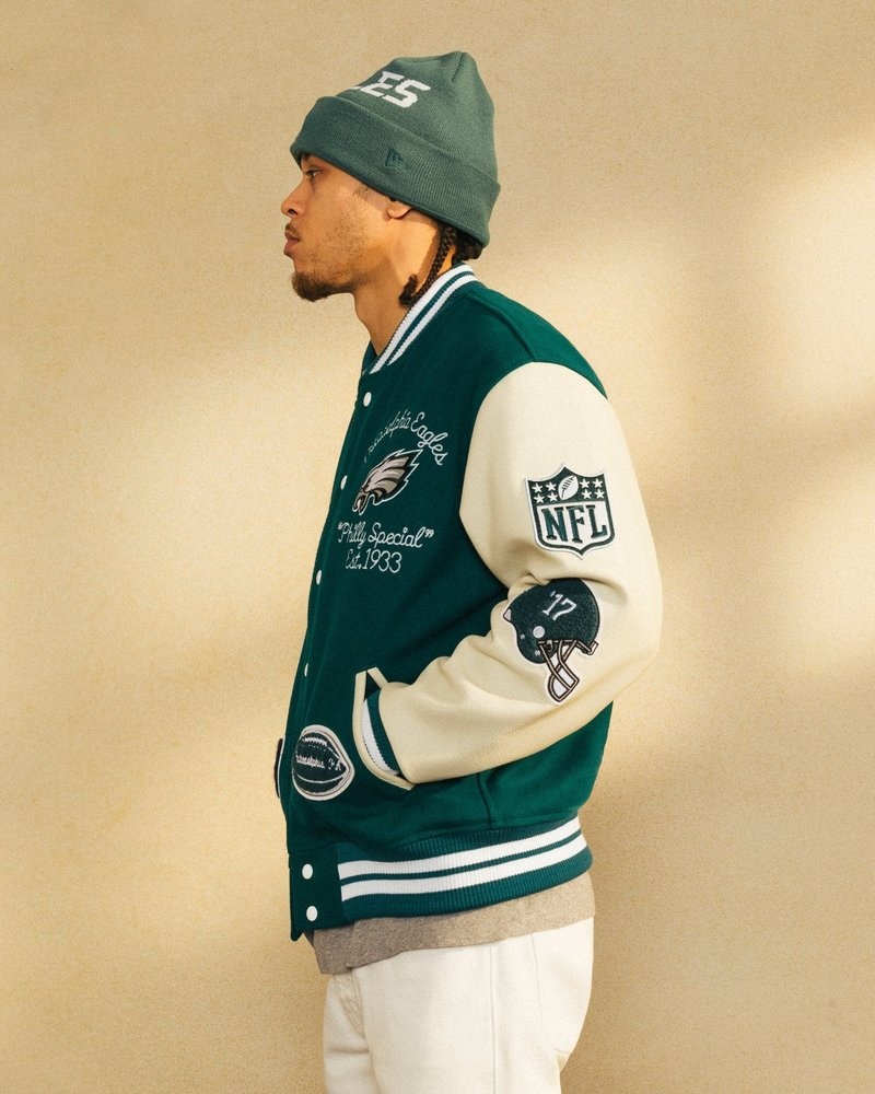 outdoorwear octobers very own ovo nfl philadelphia eagles varsity jacket green