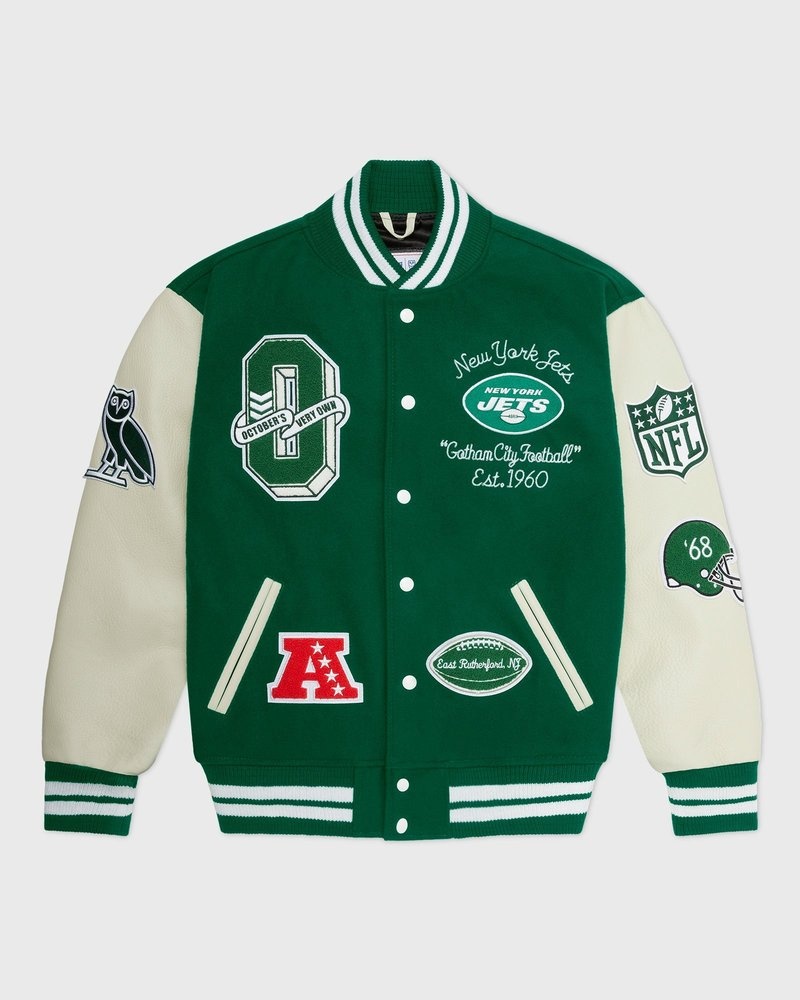 outdoor-bekleidung oktober – ovo nfl new york jets collegejacke grün