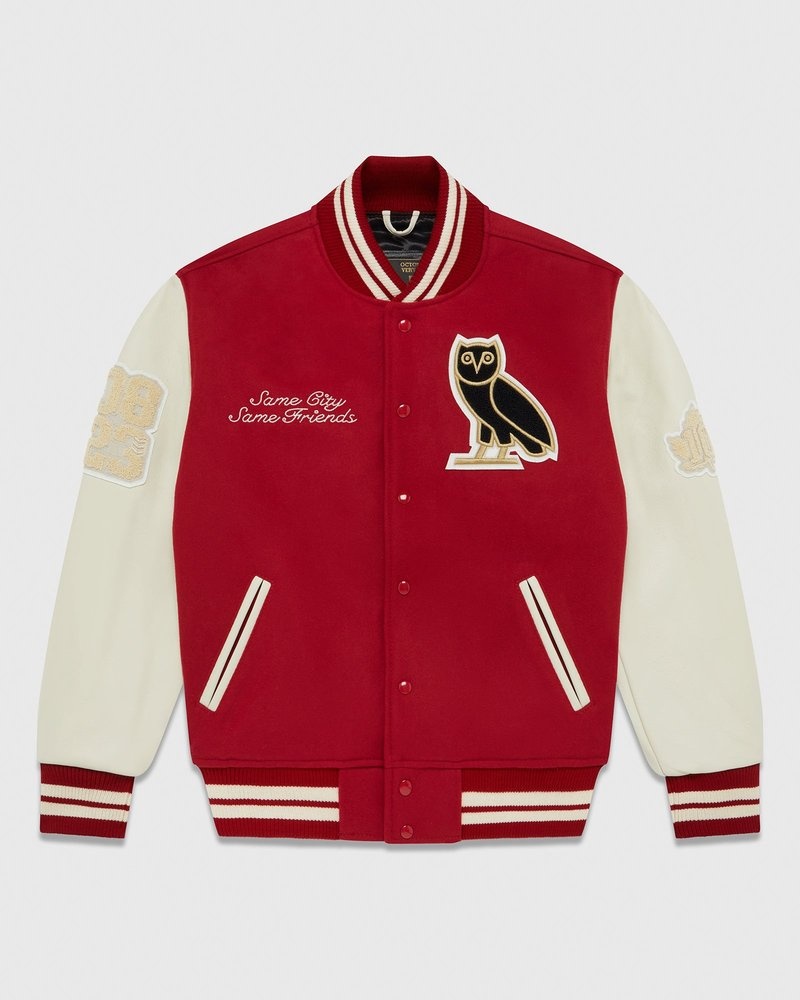 outdoor-bekleidung die ovo collegiate jacke von octobers very own in rotcreme