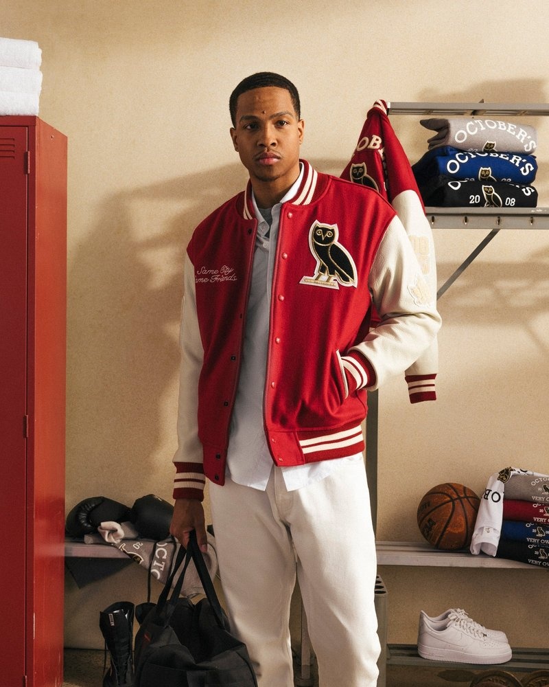 outdoor-bekleidung die ovo collegiate jacke von octobers very own in rotcreme