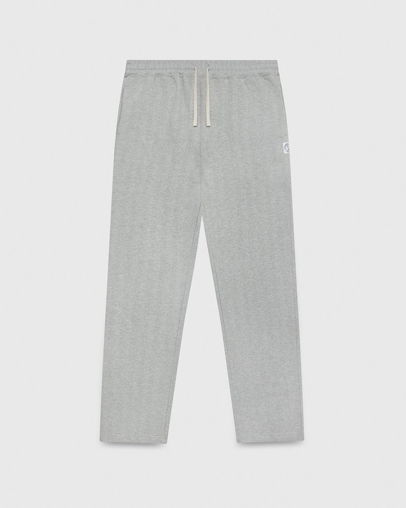 octobers very own ovo fischgrätmuster-sweatpant mit offenem saum grau