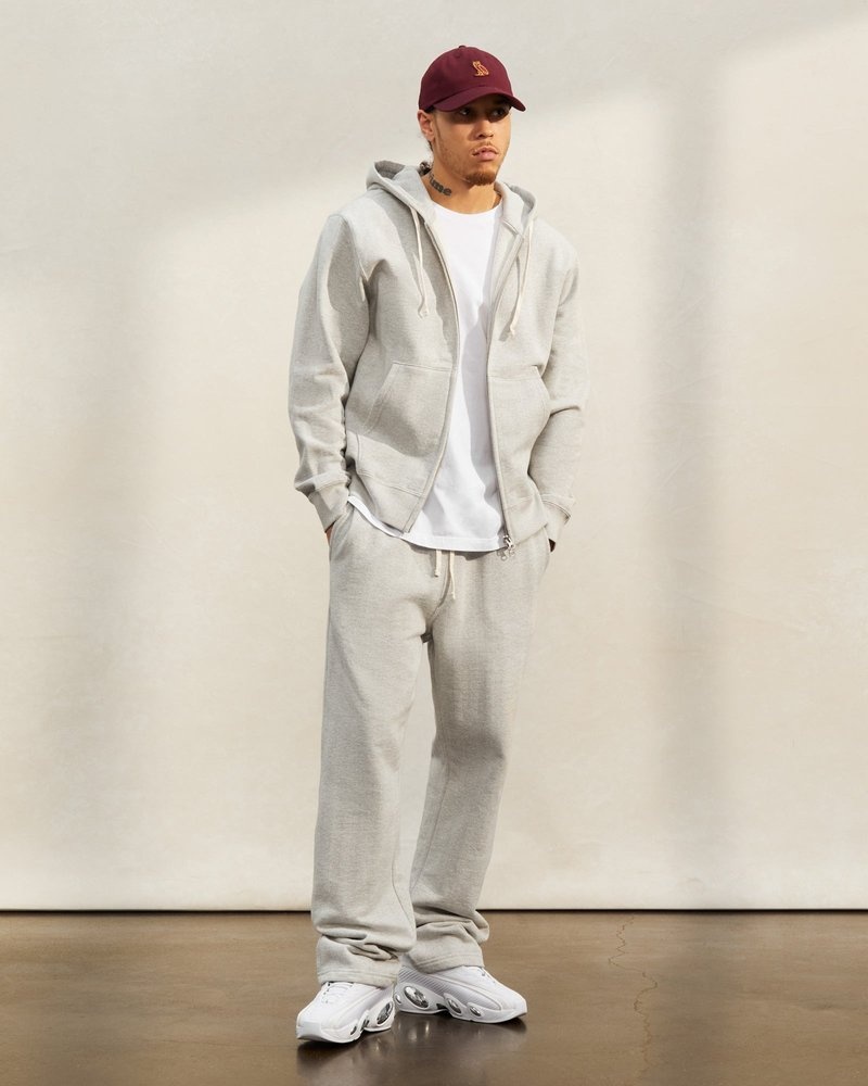 octobers very own ovo fischgrätmuster-sweatpant mit offenem saum grau