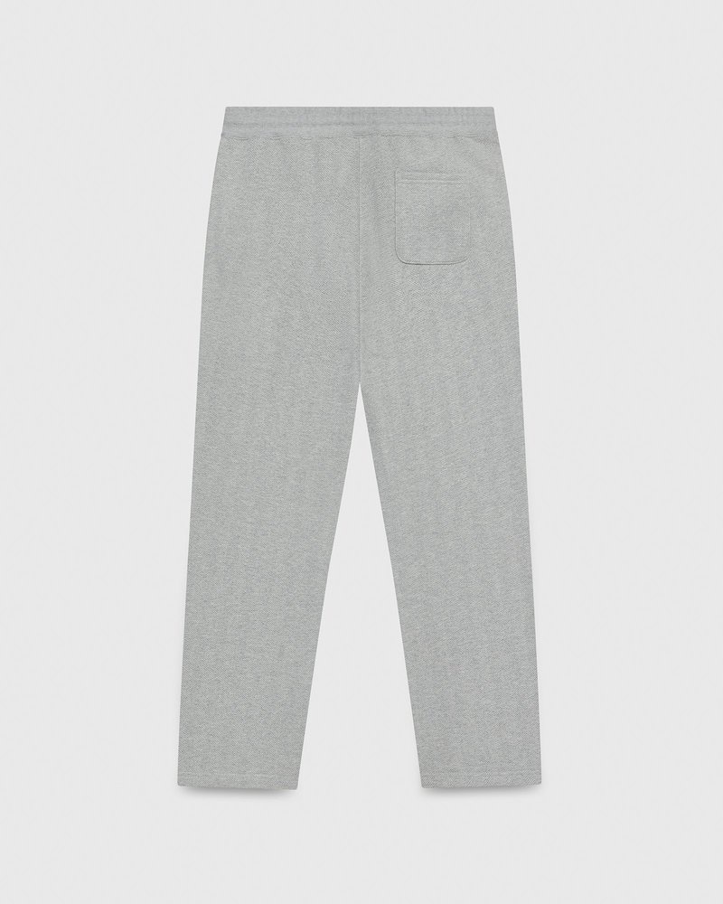 octobers very own ovo fischgrätmuster-sweatpant mit offenem saum grau