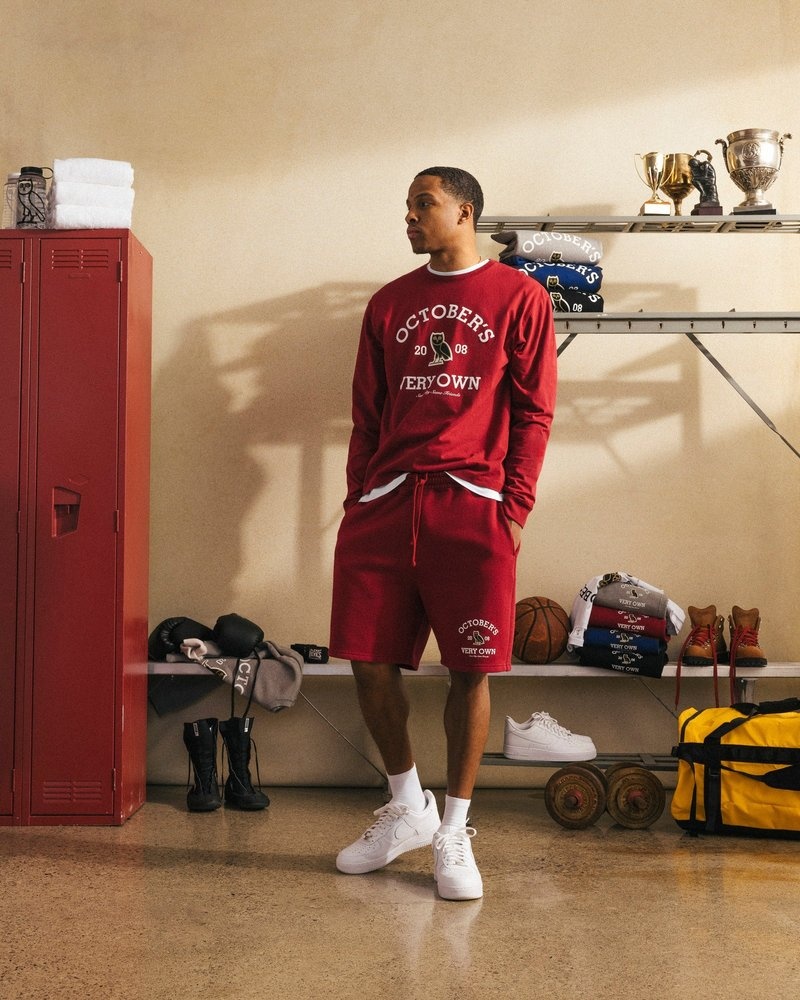 octobers very own ovo collegiate sweatshort scarlet
