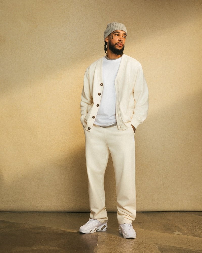 octobers very own ovo french terry jogginghose mit offenem saum in creme