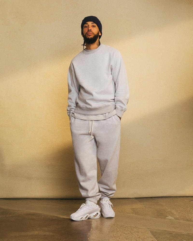 octobers very own ovo speckle fleece relaxed fit sweatpant oatmeal pants