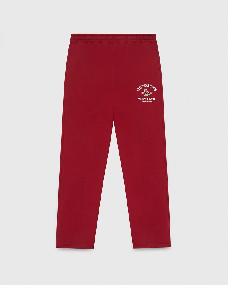 octobers very own ovo collegiate jogginghose mit offenem saum in scharlachrot