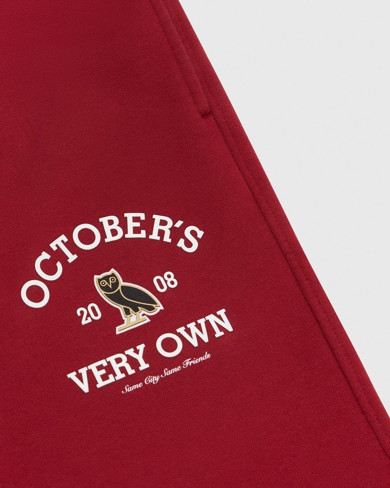 octobers very own ovo collegiate jogginghose mit offenem saum in scharlachrot
