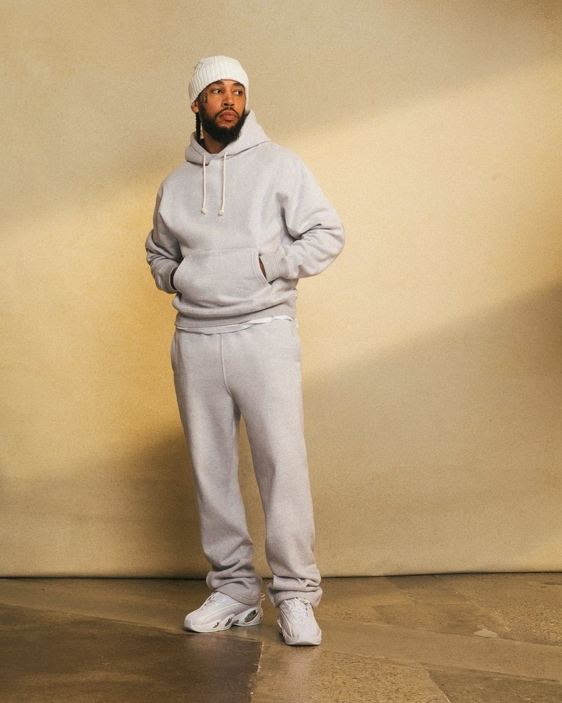octobers very own ovo speckle fleece open hem sweatpant gray