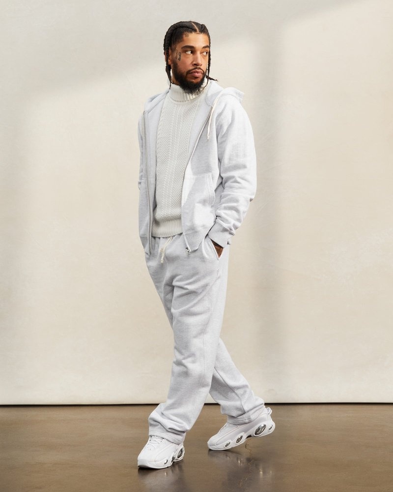 octobers very own ovo fischgrätmuster-sweatpant mit offenem saum grau