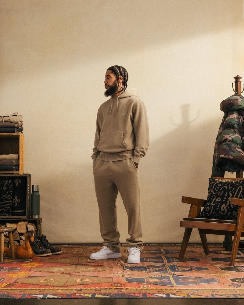 octobers very own ovo muskoka garment dyed open hem sweatpant sand