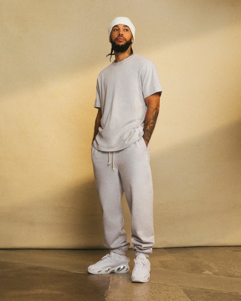 octobers very own ovo speckle fleece relaxed fit sweatpant gray