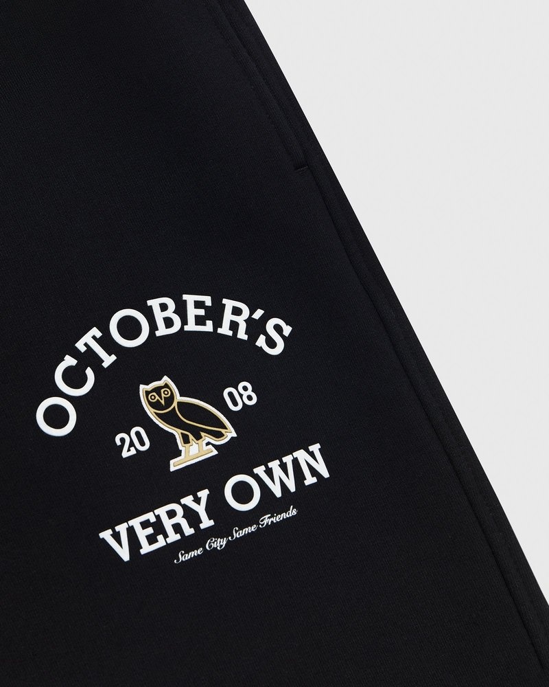 octobers very own ovo collegiate jogginghose mit offenem saum schwarz