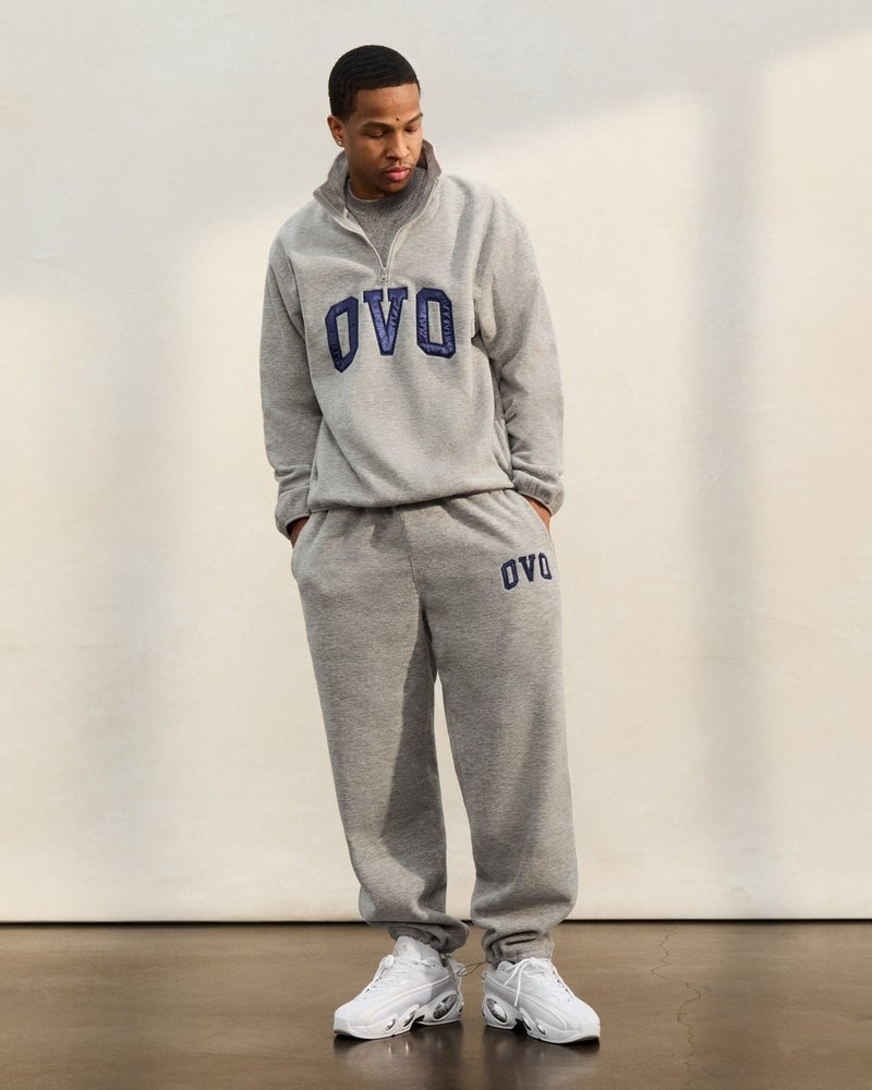 octobers very own ovo arch logo jogginghose mit offenem saum grau