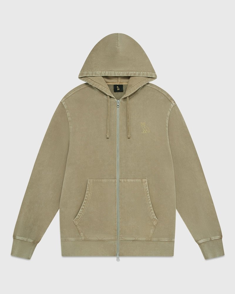sweaters octobers very own ovo muskoka garment dyed full-zip hoodie sand