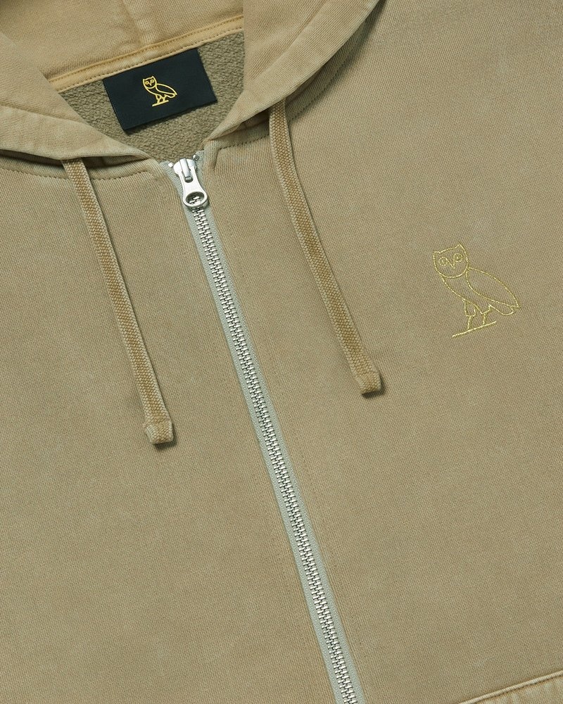 sweaters octobers very own ovo muskoka garment dyed full-zip hoodie sand