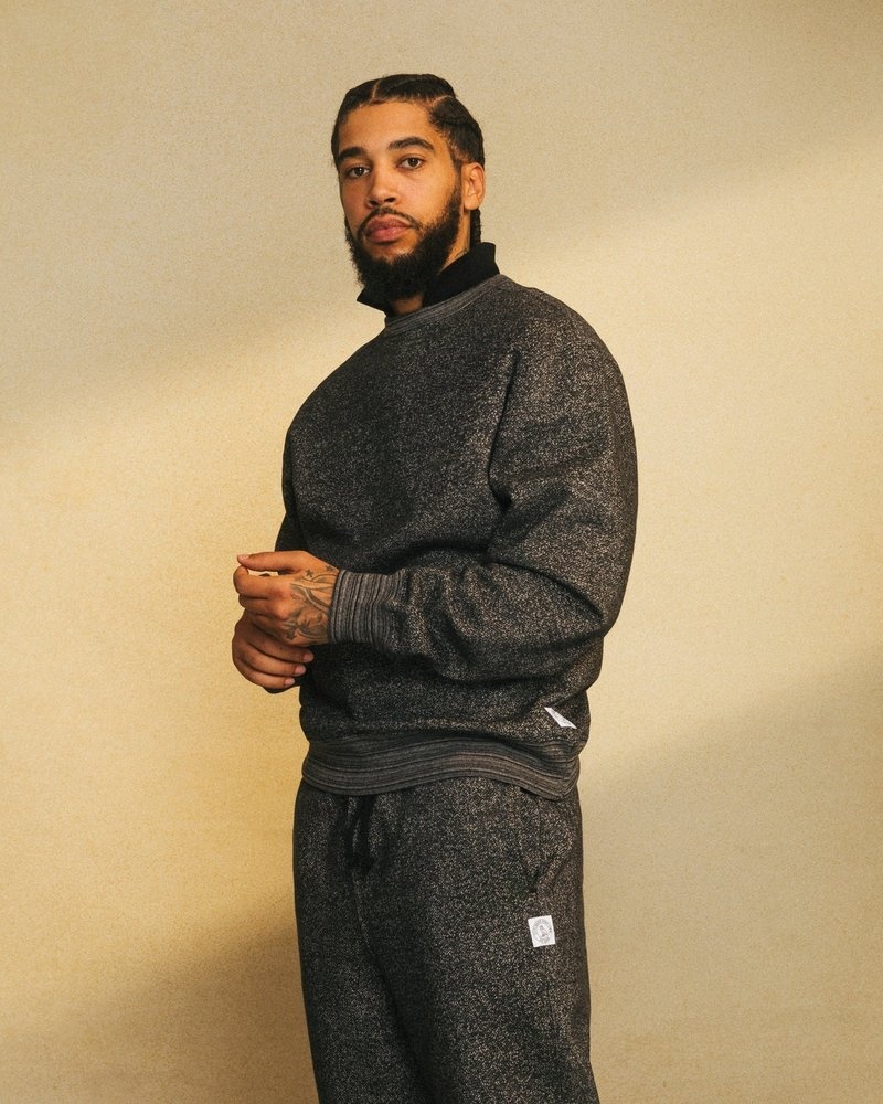 octobers very own ovo speckle fleece crewneck sweaters black