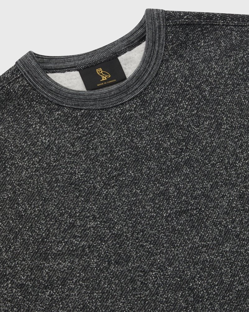 octobers very own ovo speckle fleece crewneck sweaters black