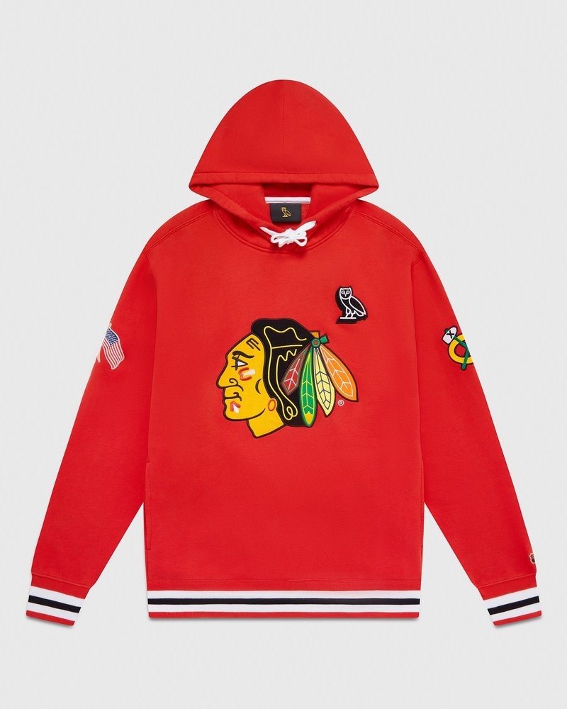 ovo chicago blackhawks hoodie – rote pullover oktober-eigenmarke