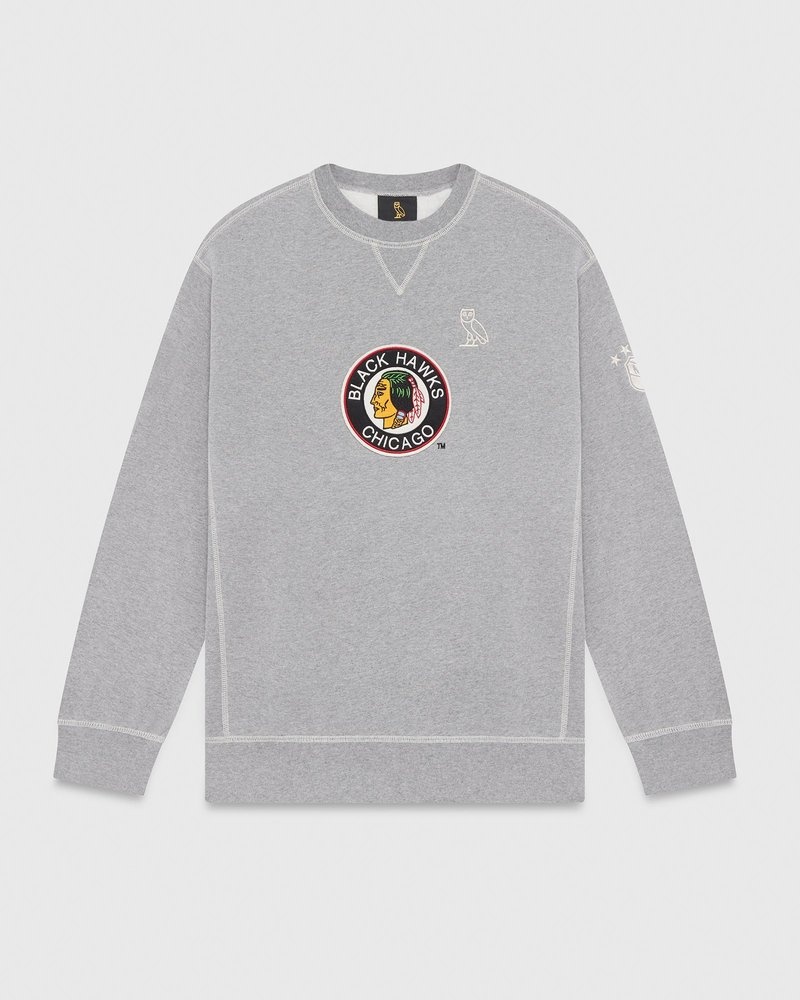 ovo chicago blackhawks rundhalspullover aus dem oktober grau
