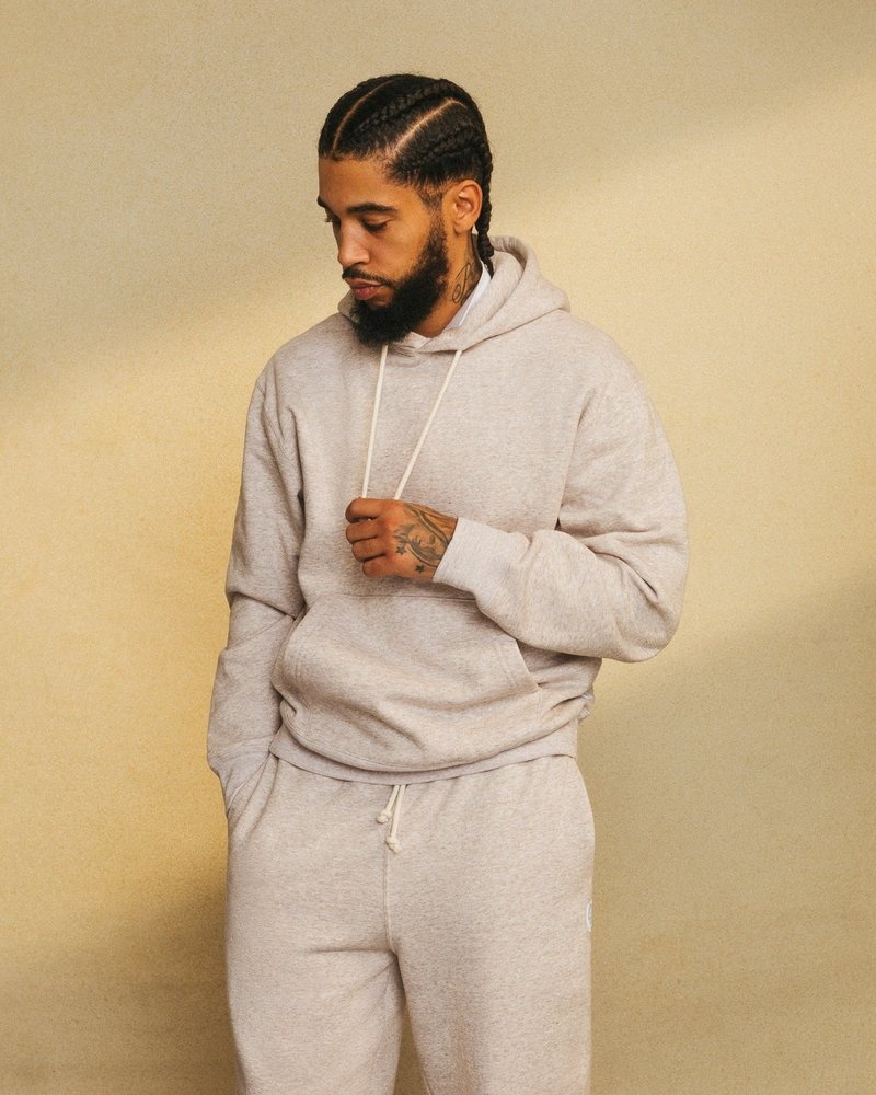 pullover oktobers eigener ovo speckle fleece hoodie haferflocken