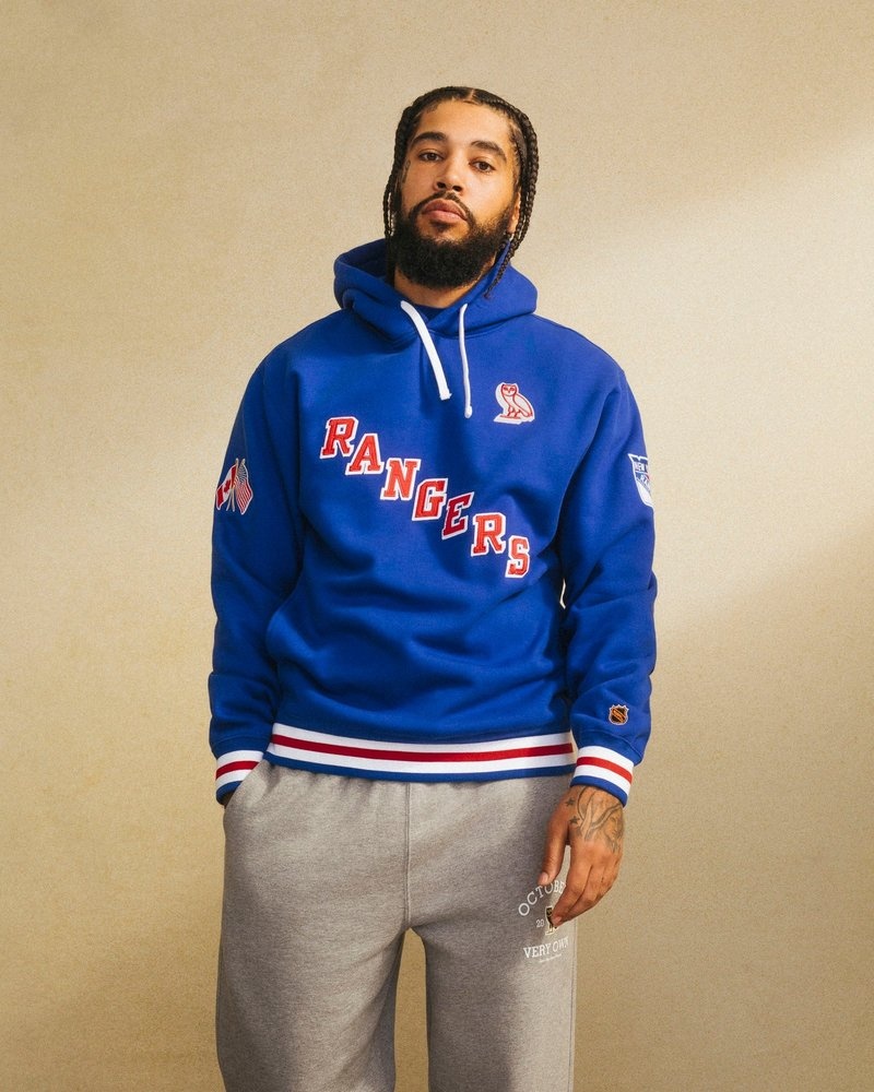 pullover oktobers eigenmarke ovo new york rangers hoodie blau