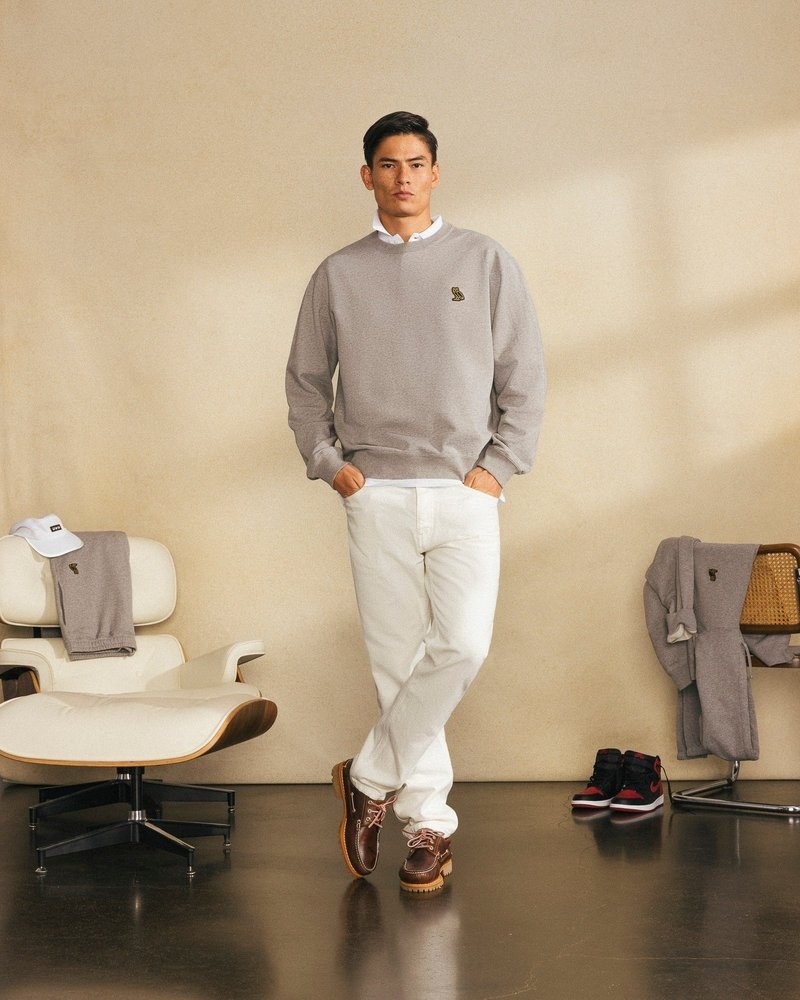 ovo classic rundhalspullover aus dem oktober-sortiment grau