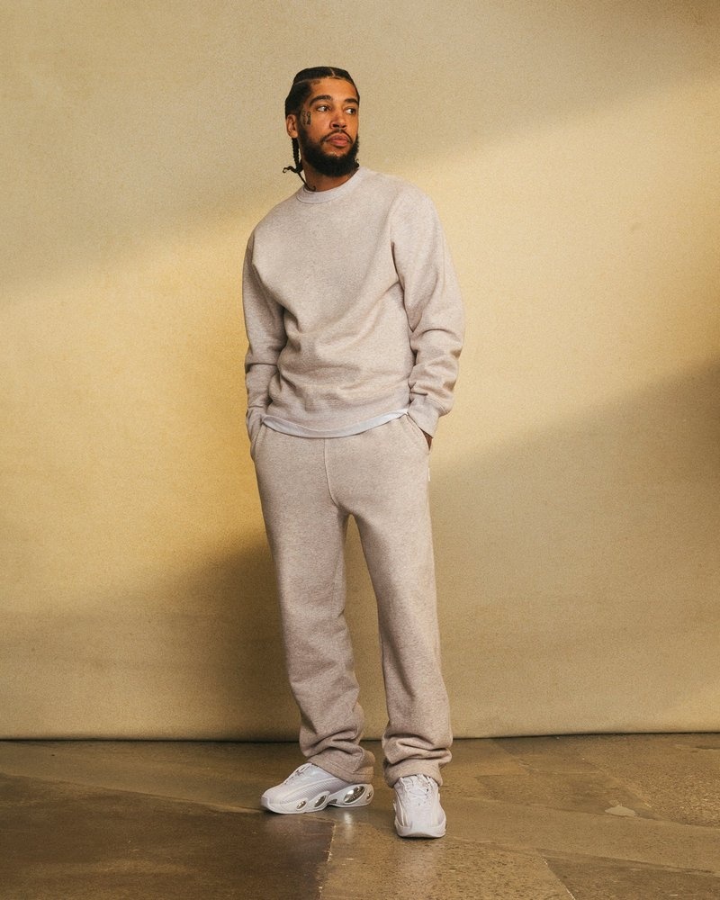 pullover oktobers eigenmarke ovo speckle fleece rundhalspullover haferflocken