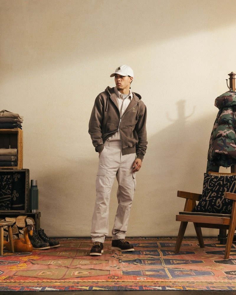 sweaters octobers very own ovo muskoka stückgefärbter kapuzenpullover mit durchgehendem reißverschluss braun