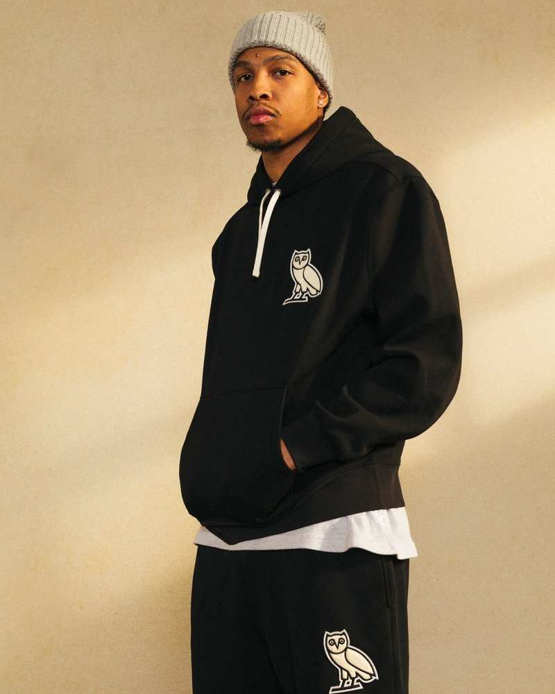 octobers very own ovo mini og plüsch-hoodie-pullover schwarz