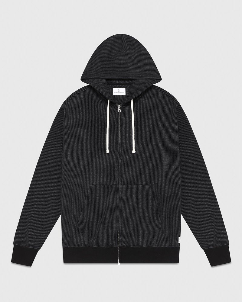 sweaters octobers very own ovo seersucker fleece full zip hoodie schwarzanthrazit