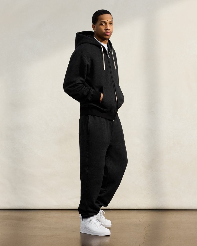 sweaters octobers very own ovo seersucker fleece full zip hoodie schwarzanthrazit