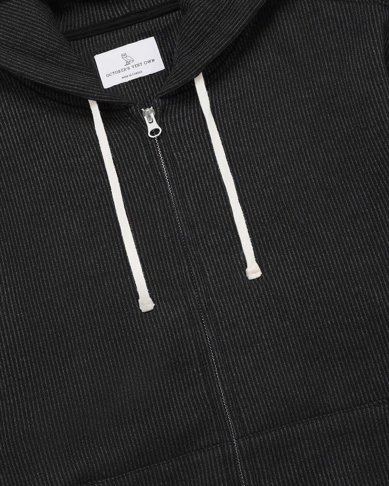 sweaters octobers very own ovo seersucker fleece full zip hoodie schwarzanthrazit